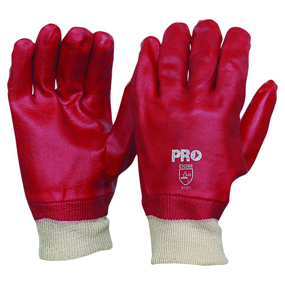 Pro Red PVC 27cm Knit Wrist Gloves