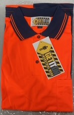 Hi Vis Polo Shirt Long Sleeve Orange Navy 2XL