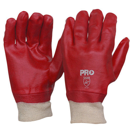 Pro Red PVC 27cm Knit Wrist Gloves